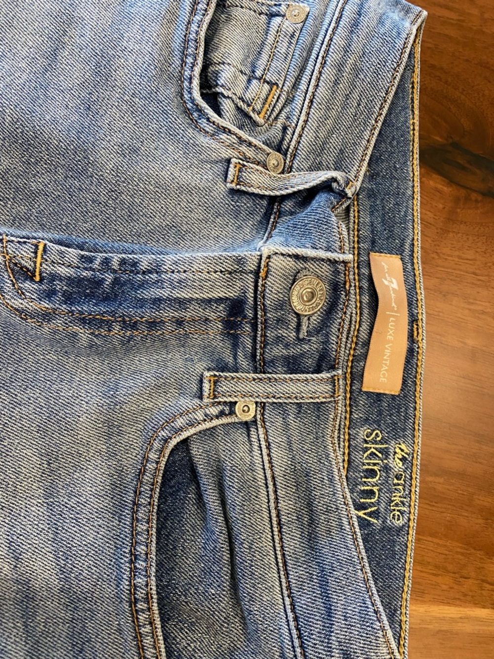 7 For All Mankind Light Wash Denim Jeans - Blue